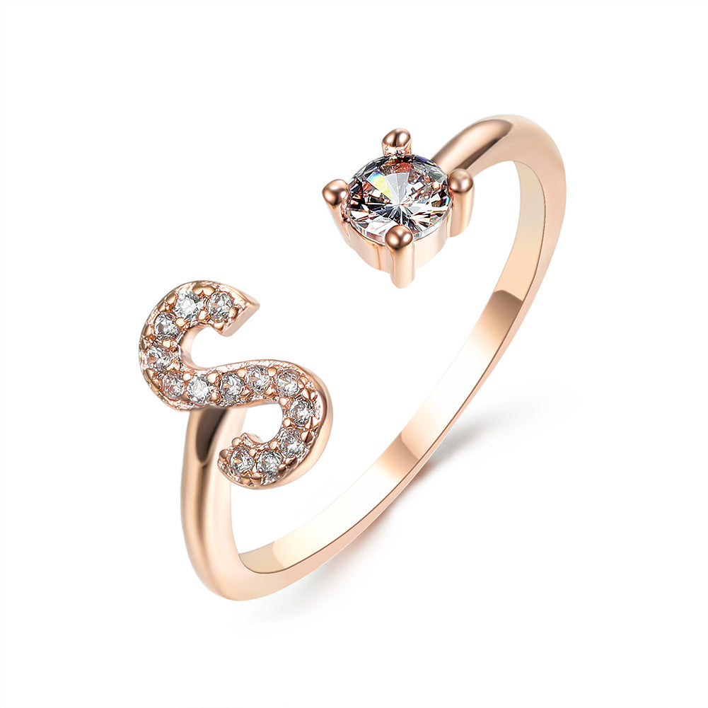 Personalized Adjustable Initial Letter Ring — A-Z Alphabet
