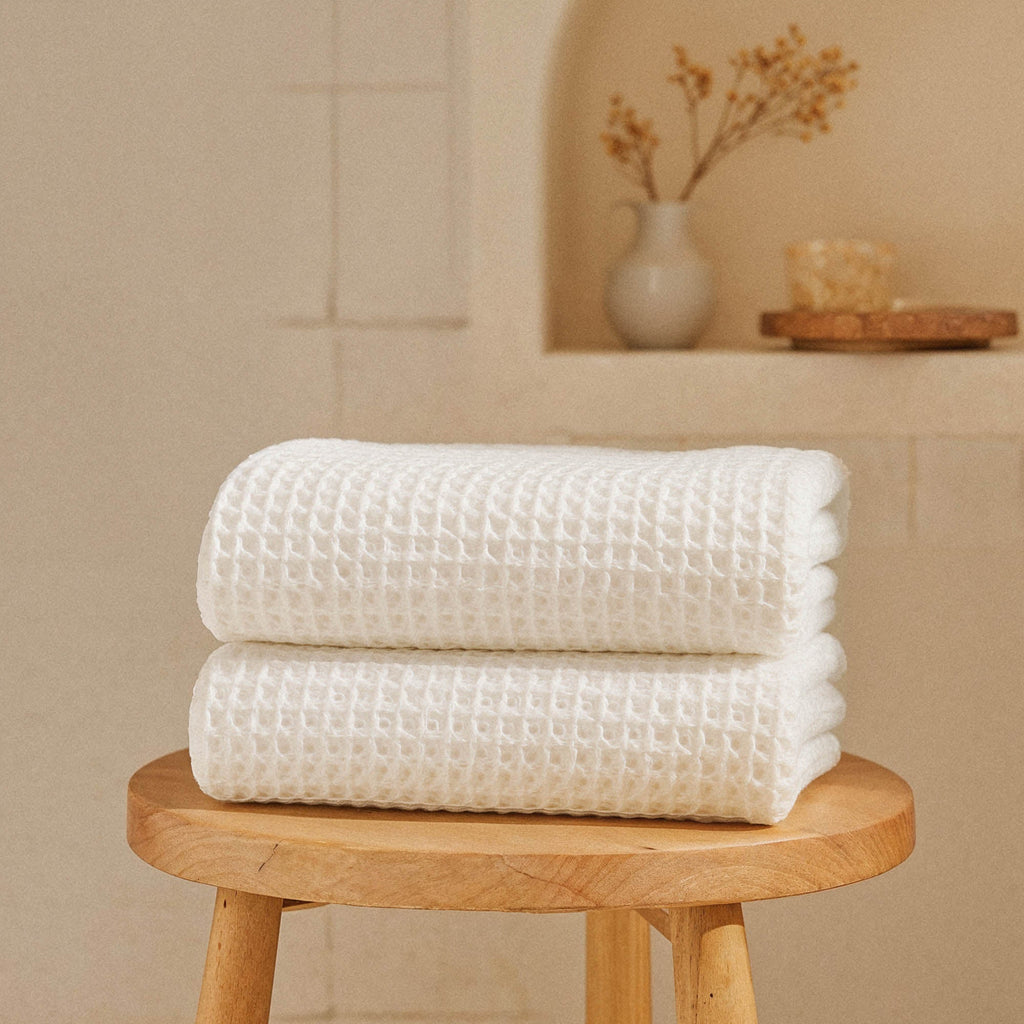 Sedona Waffle Towels in use - PuraVeil
