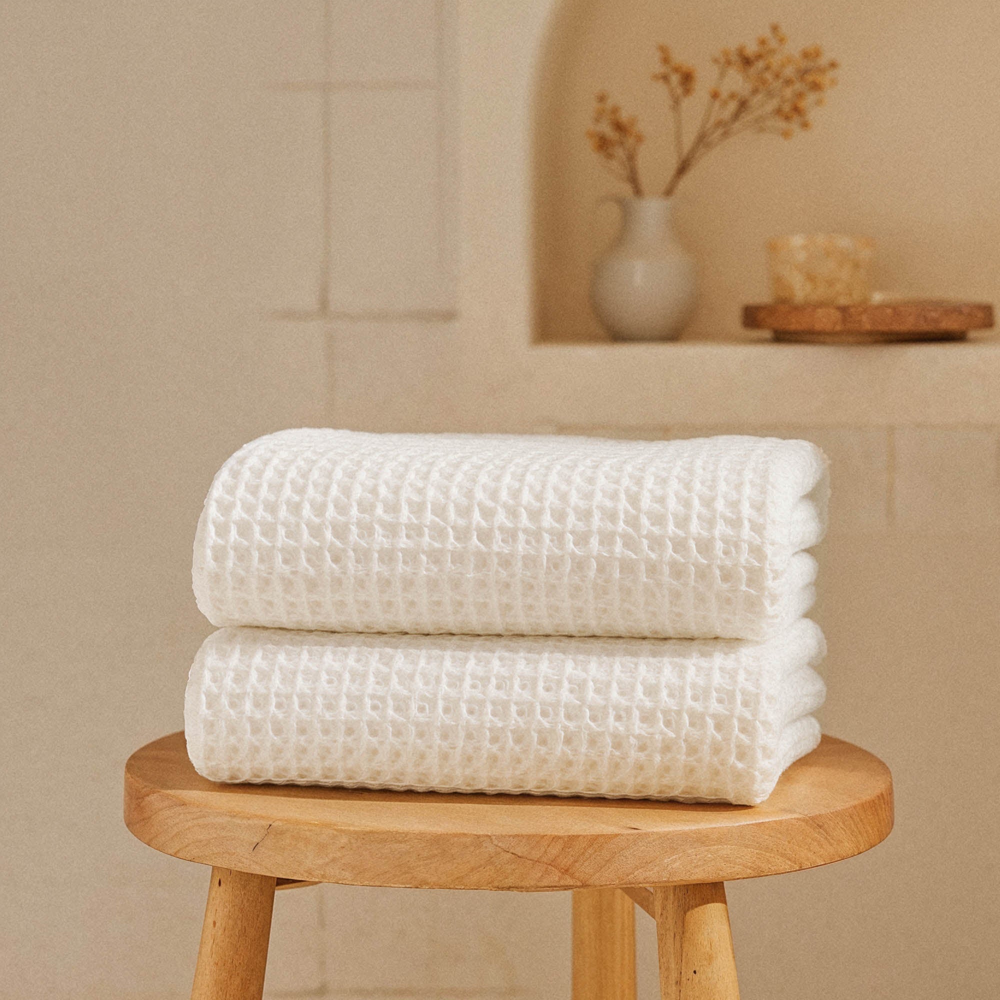 Sedona Waffle Towels in use - PuraVeil