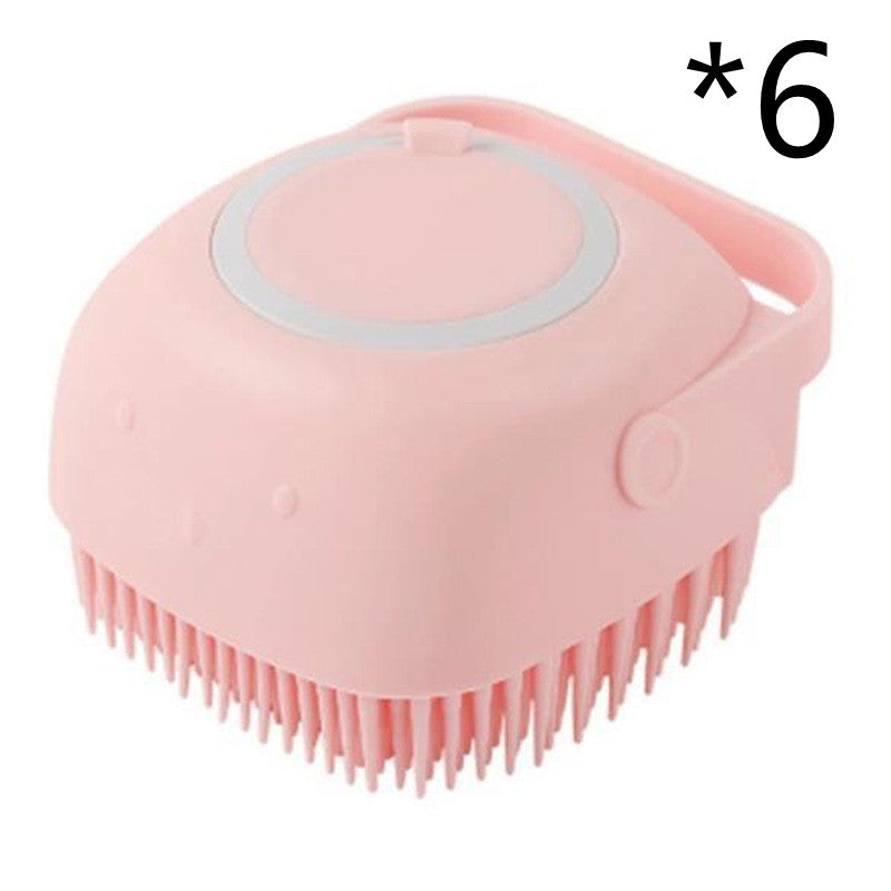 Silicone Pet Bath Brush — Massage Glove with Shampoo Dispenser