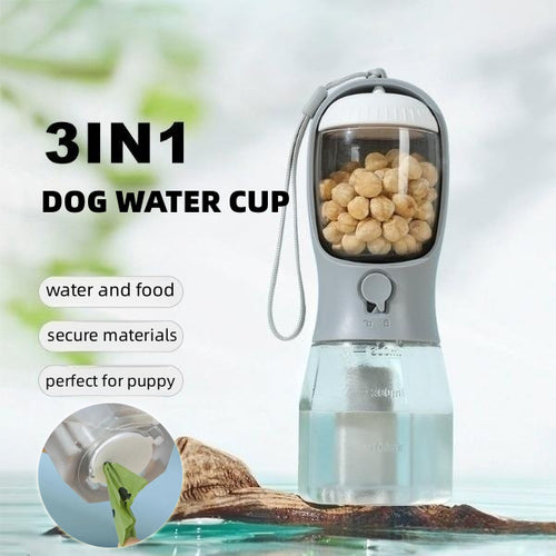 3-in-1 Portable Dog Water Bottle with Food & Bag Dispenser — PuraVeil