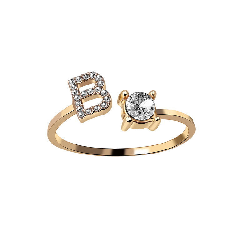 Personalized Adjustable Initial Letter Ring — A-Z Alphabet