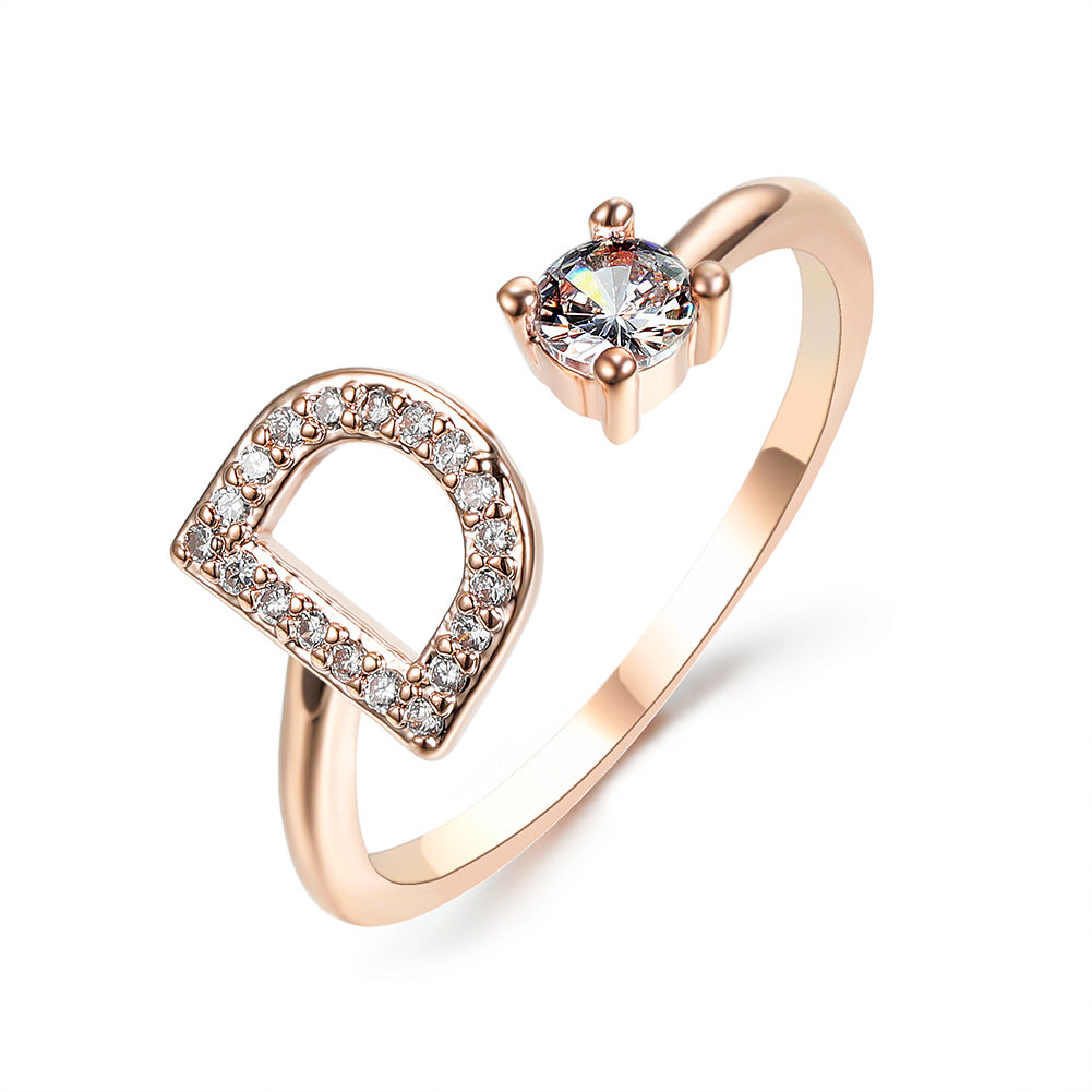 Personalized Adjustable Initial Letter Ring — A-Z Alphabet — PuraVeil