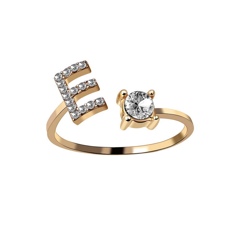 Personalized Adjustable Initial Letter Ring — A-Z Alphabet — PuraVeil