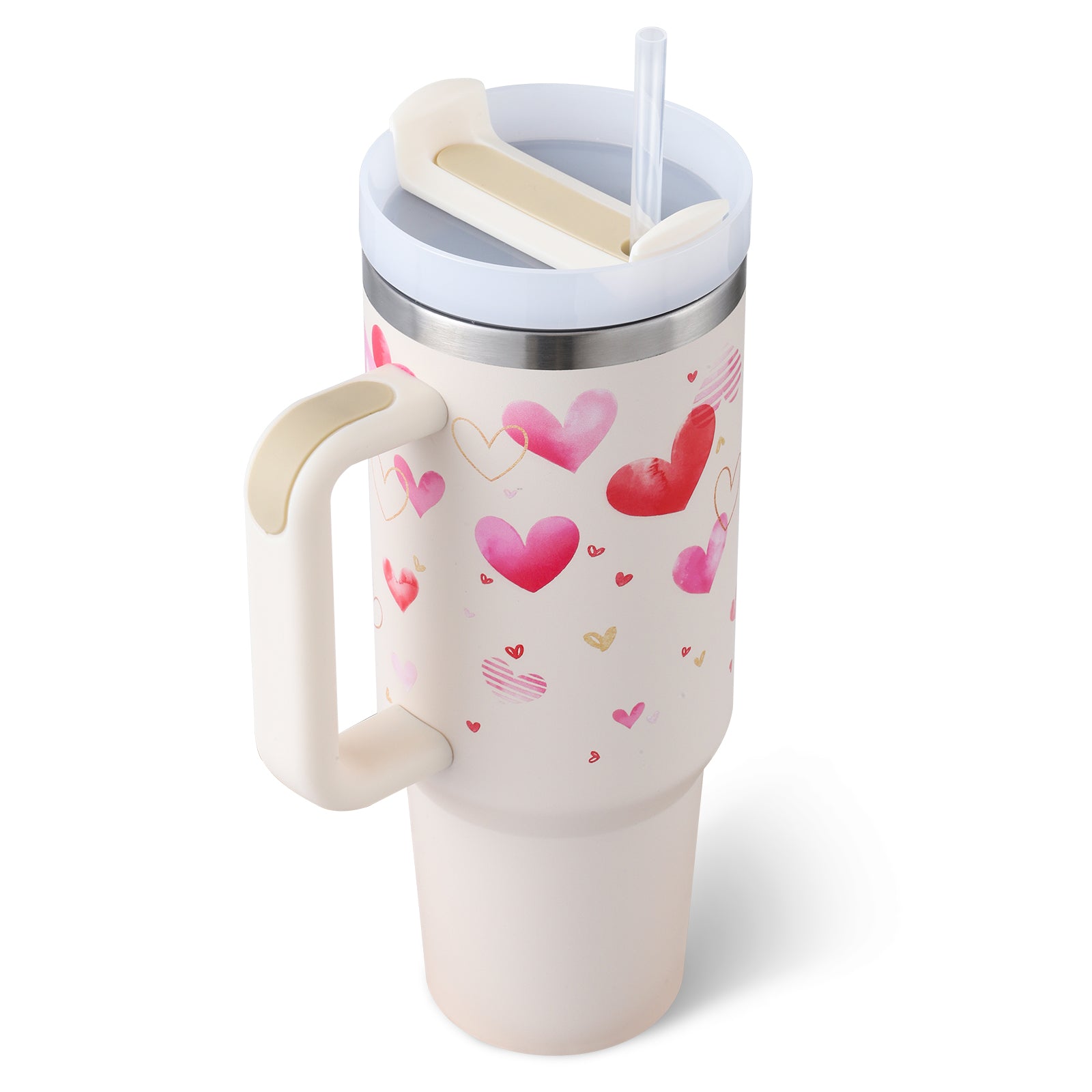 40 oz Insulated Tumbler with Handle & Straw — Vacuum Sealed