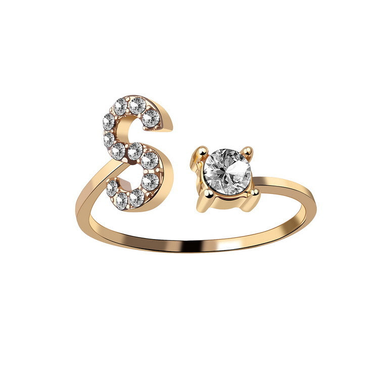 Personalized Adjustable Initial Letter Ring — A-Z Alphabet