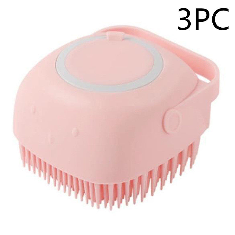 Silicone Pet Bath Brush — Massage Glove with Shampoo Dispenser