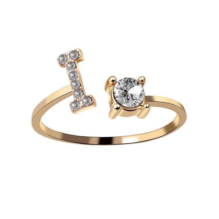Personalized Adjustable Initial Letter Ring — A-Z Alphabet