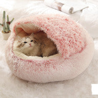 Round 2-in-1 Plush Pet Bed — Nest or Flat Mat — PuraVeil