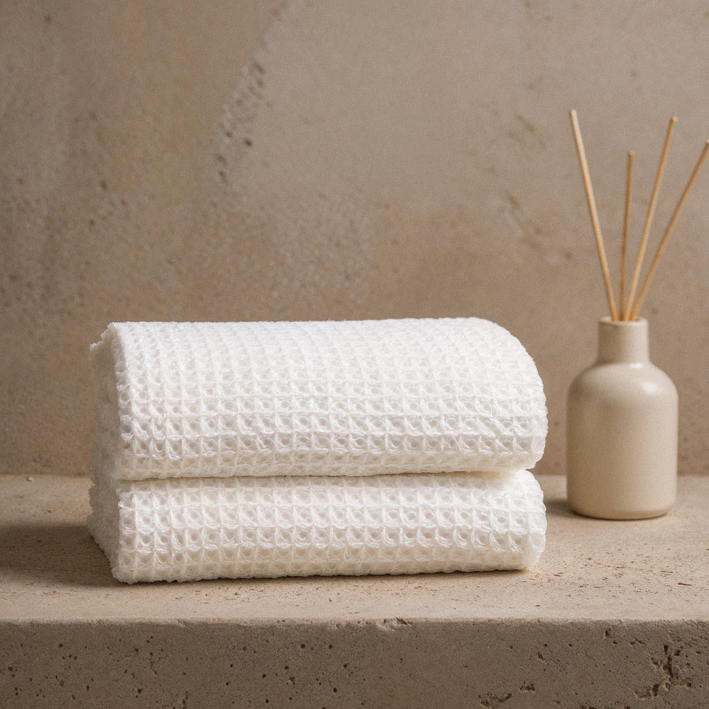 Sedona Waffle Towels in use - PuraVeil