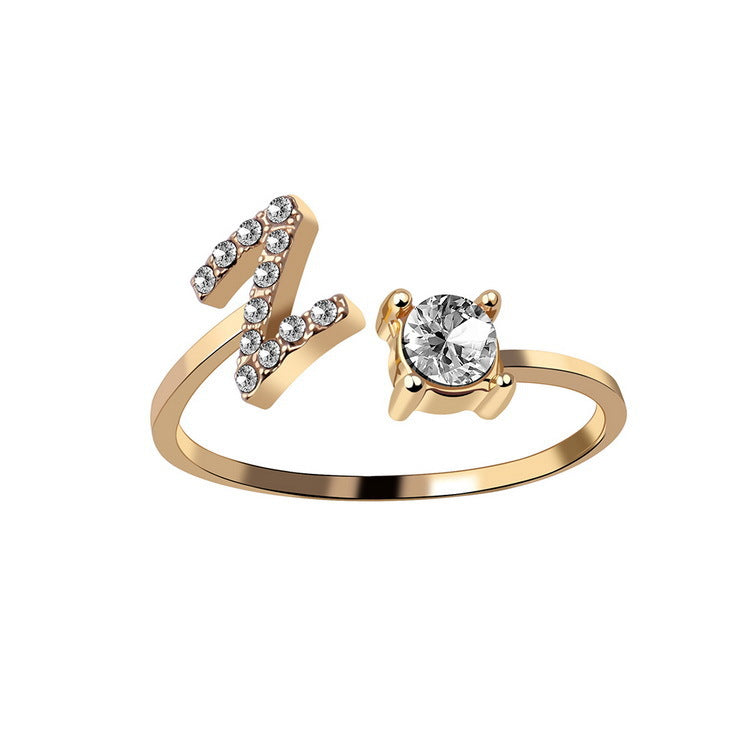 Personalized Adjustable Initial Letter Ring — A-Z Alphabet