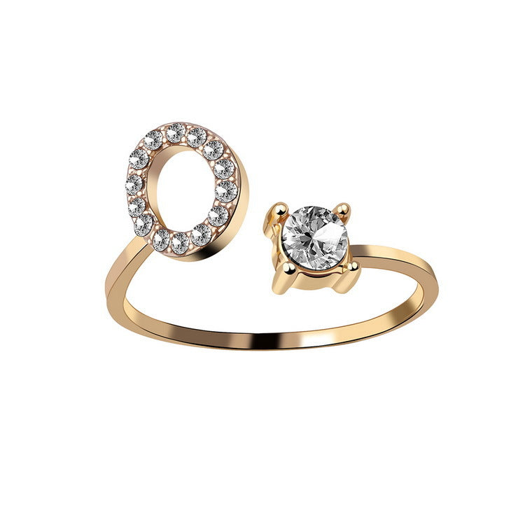 Personalized Adjustable Initial Letter Ring — A-Z Alphabet