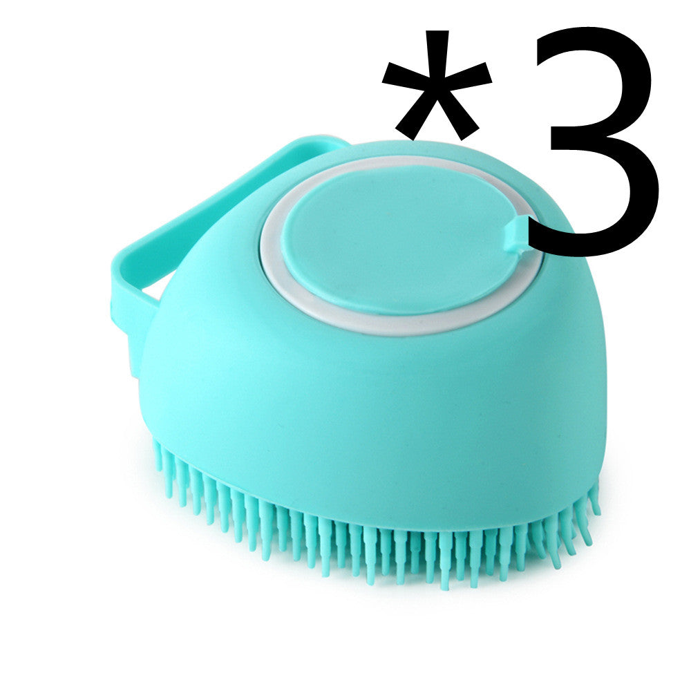 Silicone Pet Bath Brush — Massage Glove with Shampoo Dispenser