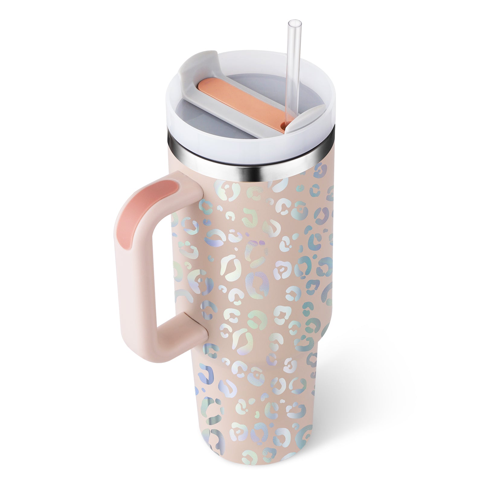 40 oz Insulated Tumbler with Handle & Straw — Vacuum Sealed