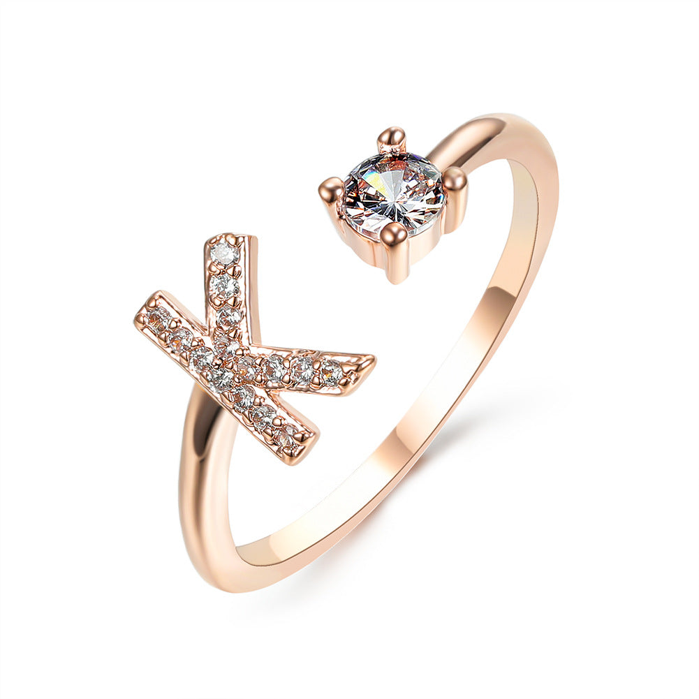 Personalized Adjustable Initial Letter Ring — A-Z Alphabet — PuraVeil