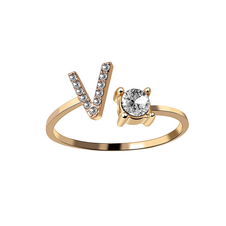 Personalized Adjustable Initial Letter Ring — A-Z Alphabet