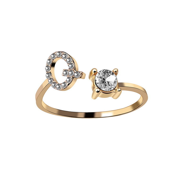 Personalized Adjustable Initial Letter Ring — A-Z Alphabet