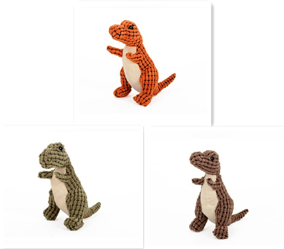 Squeaky Dinosaur Plush Dog Toy — Stuffed Chew & Cuddle Toy — PuraVeil