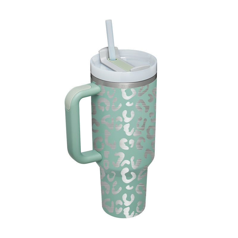 40 oz Insulated Tumbler with Handle & Straw — Vacuum Sealed
