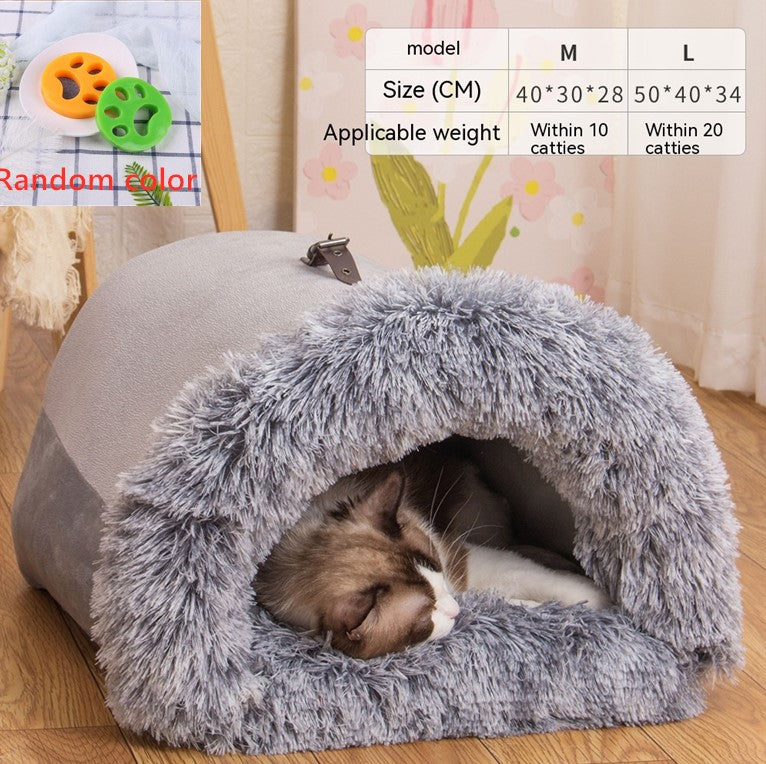 Portable Foldable Pet Nest Bed — Warm Cat & Dog Cushion — PuraVeil