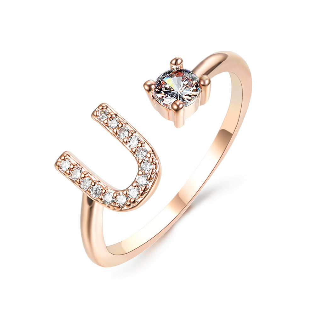 Personalized Adjustable Initial Letter Ring — A-Z Alphabet