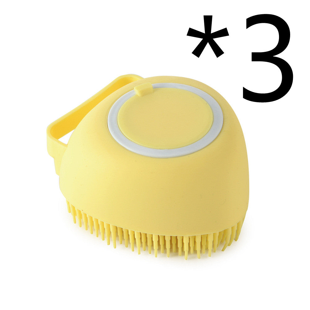 Silicone Pet Bath Brush — Massage Glove with Shampoo Dispenser