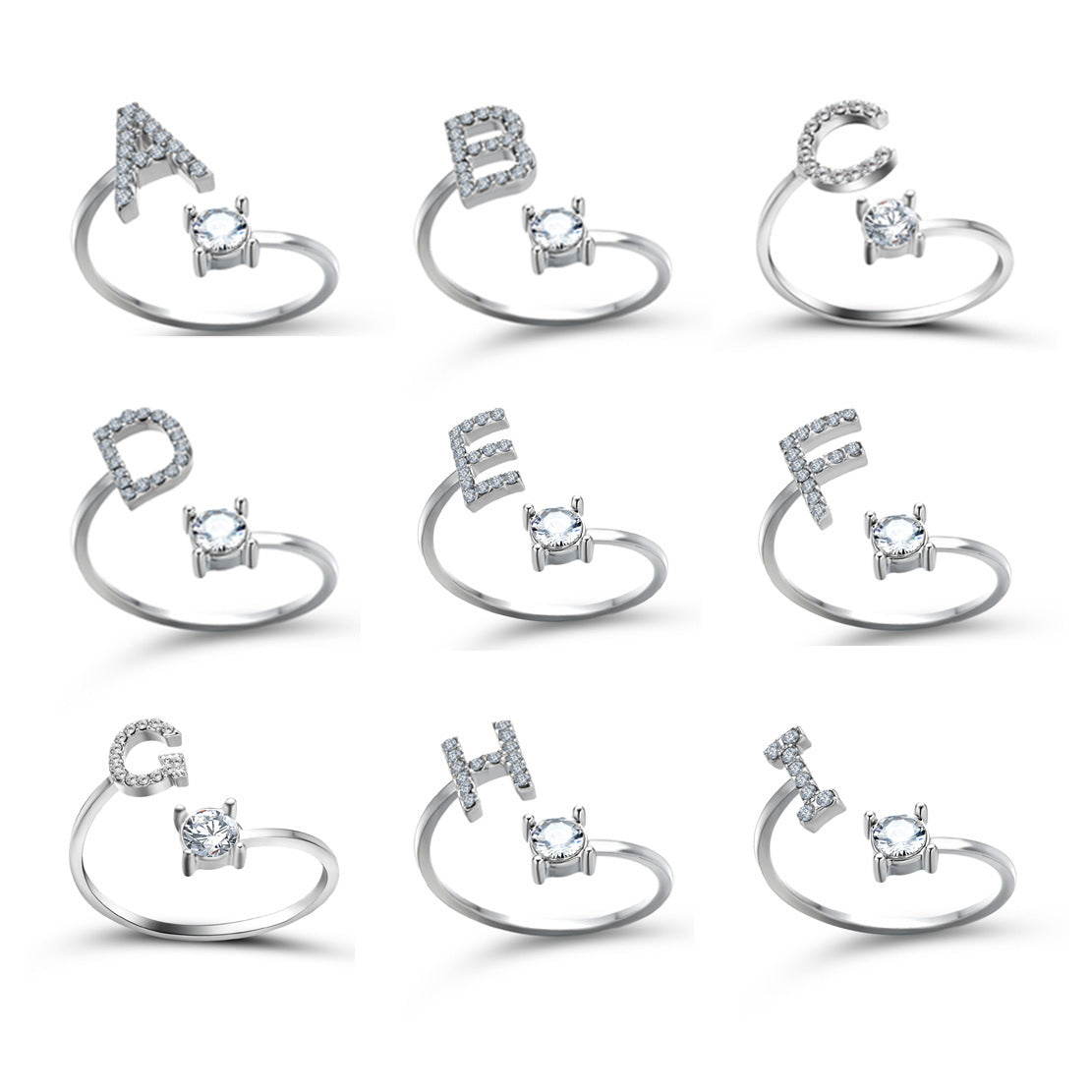 Personalized Adjustable Initial Letter Ring — A-Z Alphabet — PuraVeil