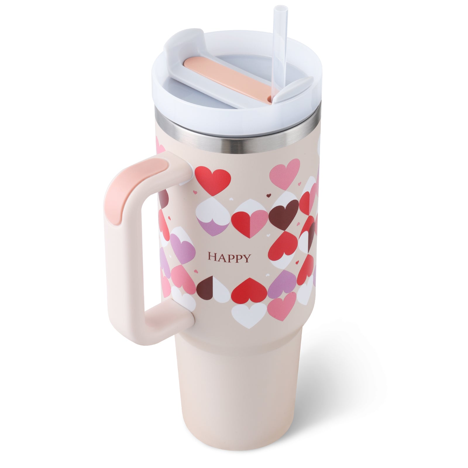 40 oz Insulated Tumbler with Handle & Straw — Vacuum Sealed