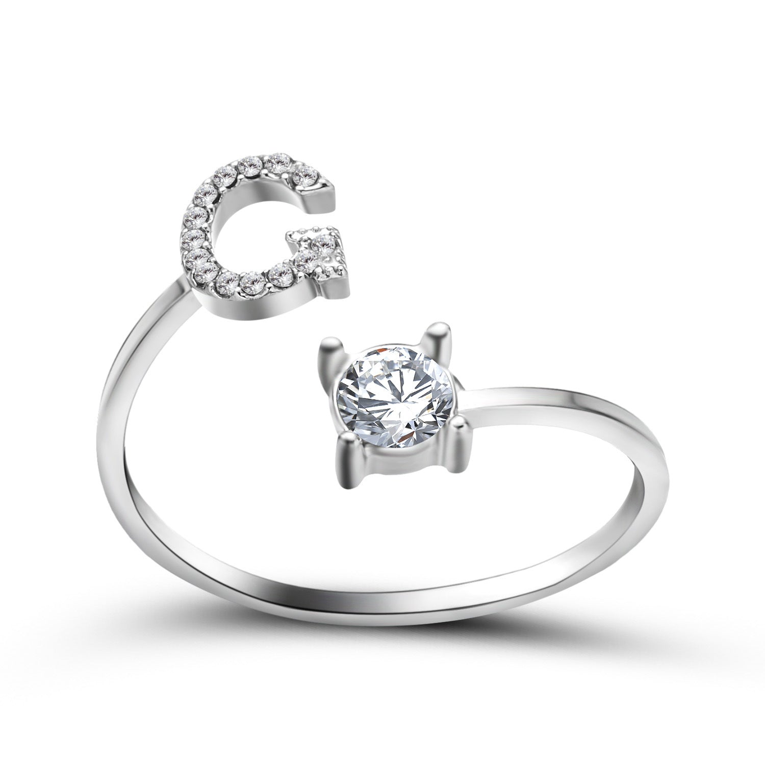 Personalized Adjustable Initial Letter Ring — A-Z Alphabet