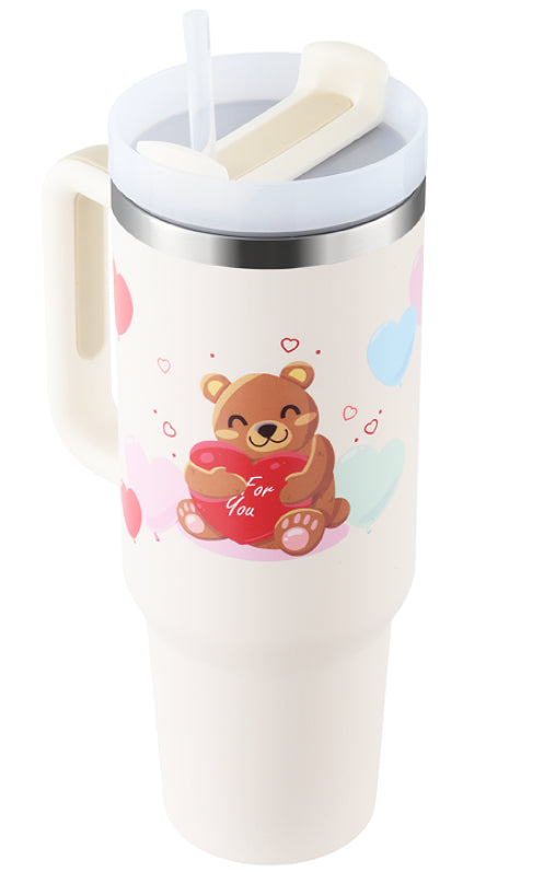 40 oz Insulated Tumbler with Handle & Straw — Vacuum Sealed