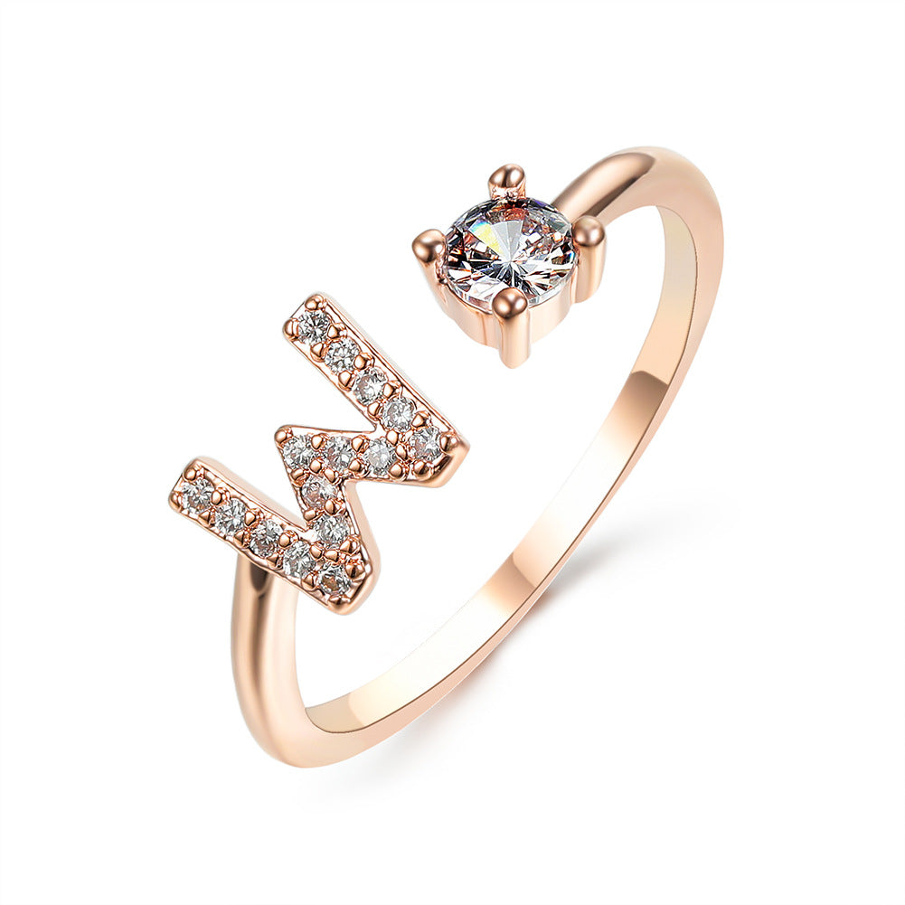 Personalized Adjustable Initial Letter Ring — A-Z Alphabet