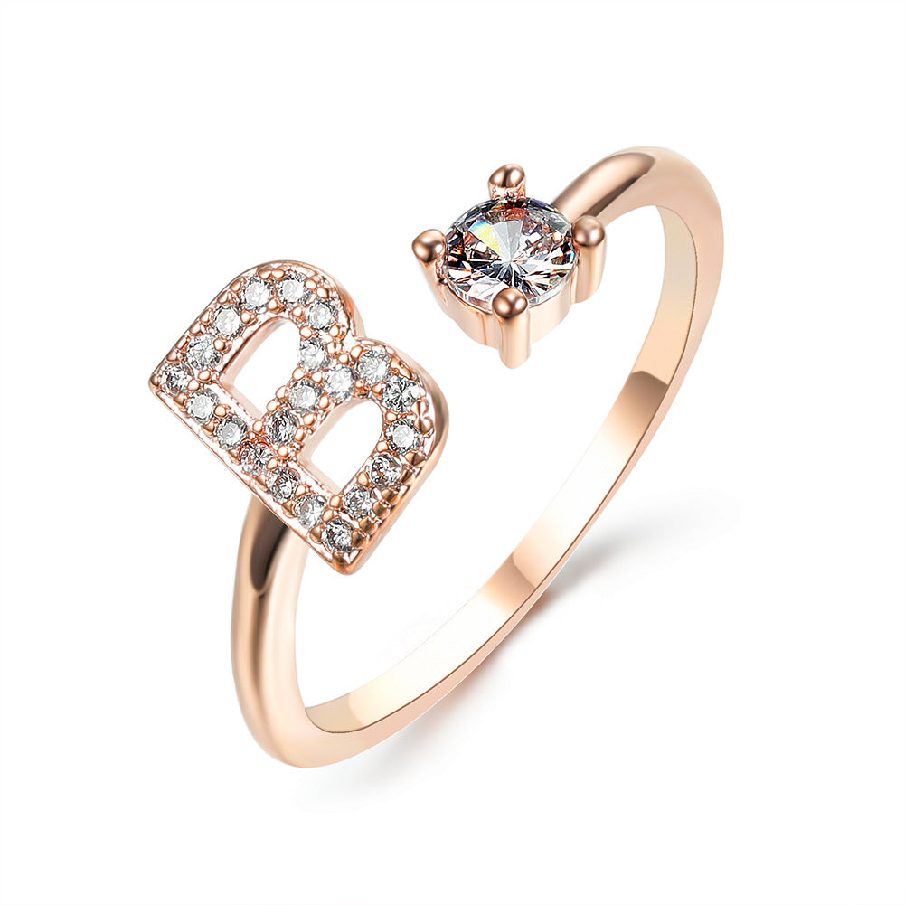 Personalized Adjustable Initial Letter Ring — A-Z Alphabet — PuraVeil