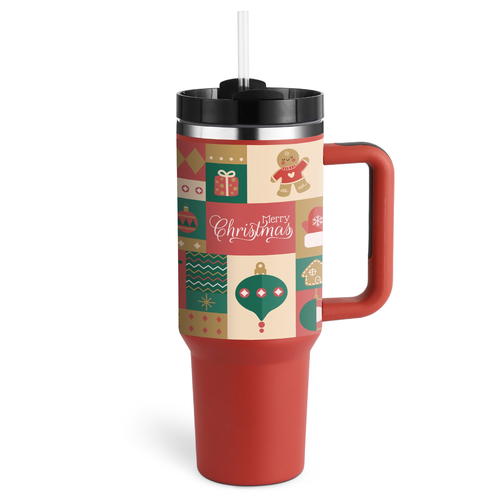 40 oz Insulated Tumbler with Handle & Straw — Vacuum Sealed