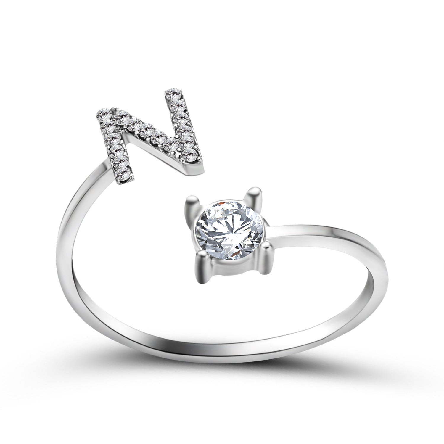 Personalized Adjustable Initial Letter Ring — A-Z Alphabet