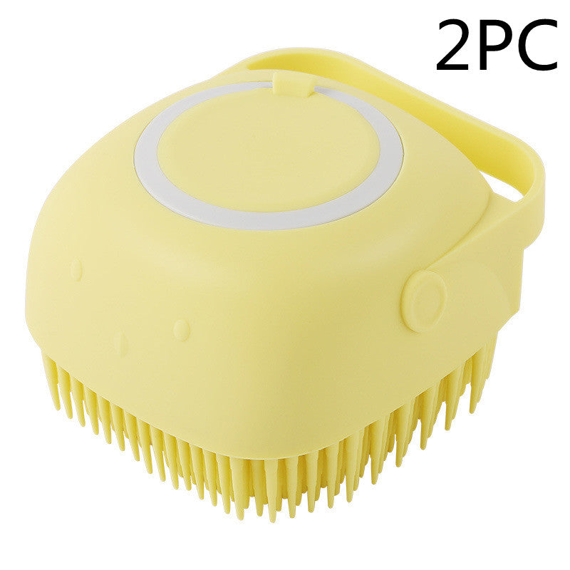 Silicone Pet Bath Brush — Massage Glove with Shampoo Dispenser