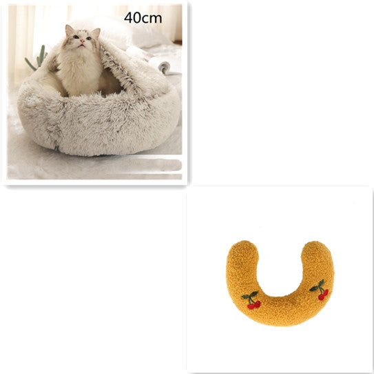 Round 2-in-1 Plush Pet Bed — Nest or Flat Mat — PuraVeil