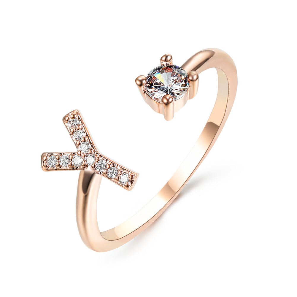 Personalized Adjustable Initial Letter Ring — A-Z Alphabet