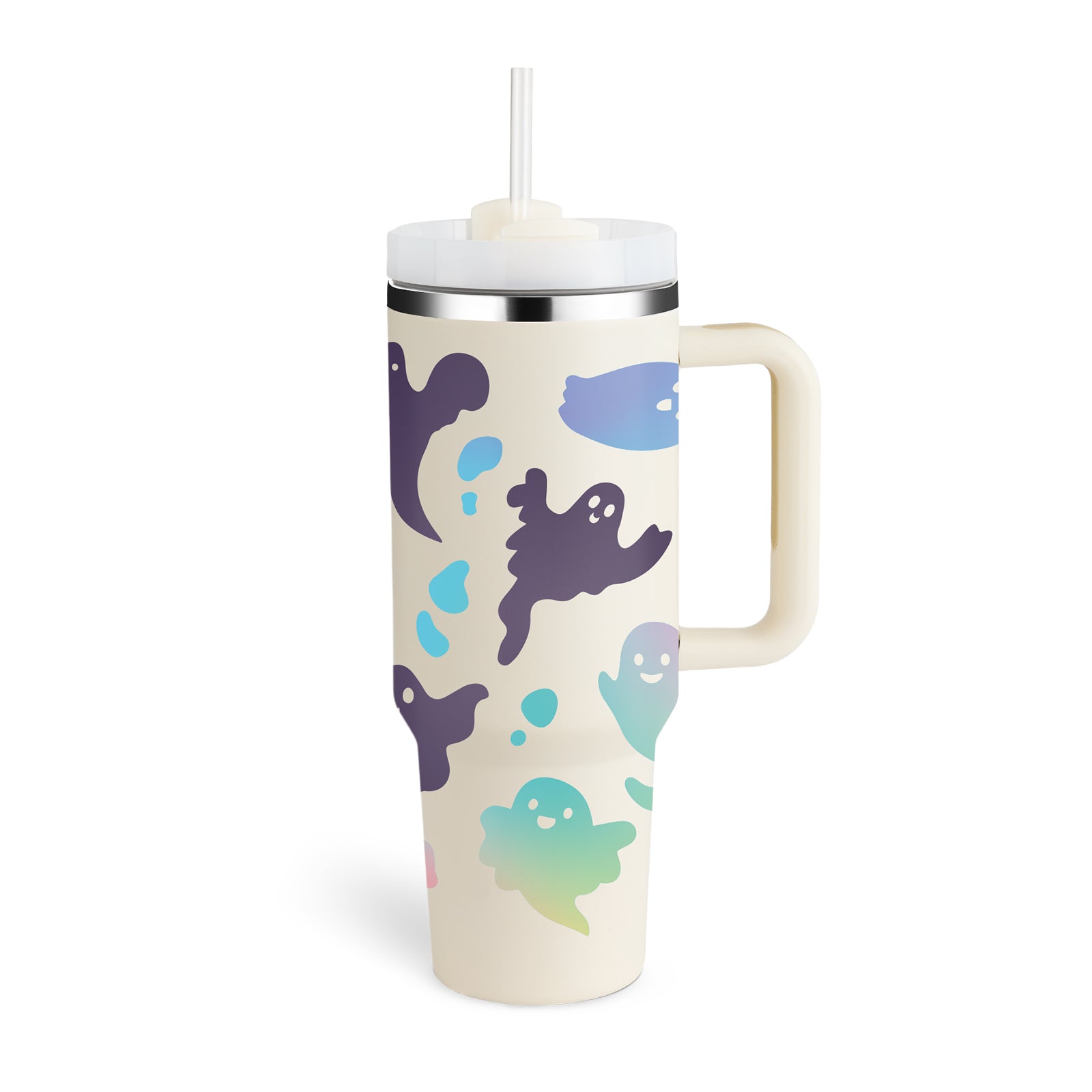 40 oz Insulated Tumbler with Handle & Straw — Vacuum Sealed