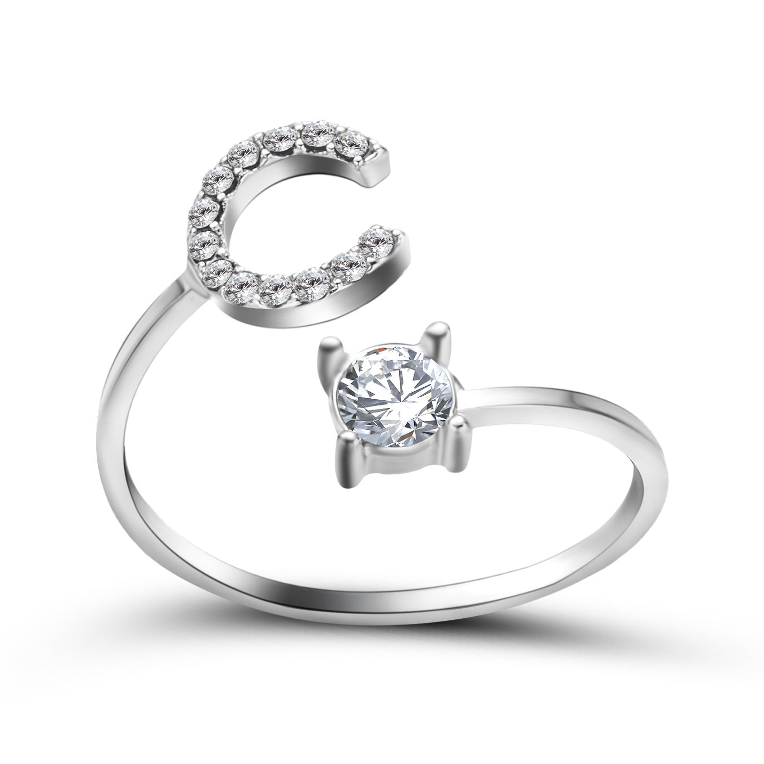 Personalized Adjustable Initial Letter Ring — A-Z Alphabet