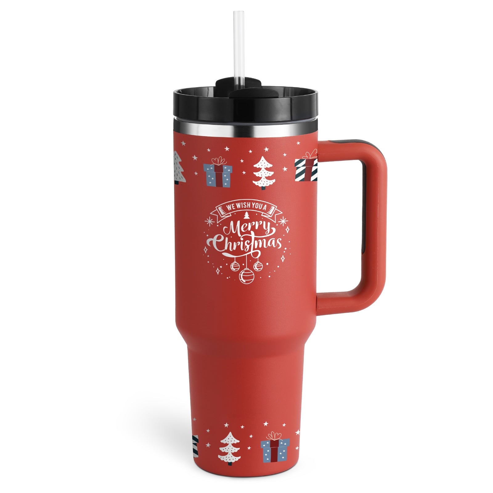40 oz Insulated Tumbler with Handle & Straw — Vacuum Sealed