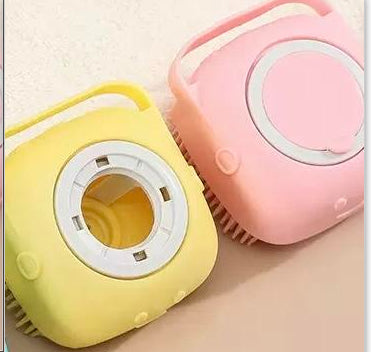 Silicone Pet Bath Brush — Massage Glove with Shampoo Dispenser