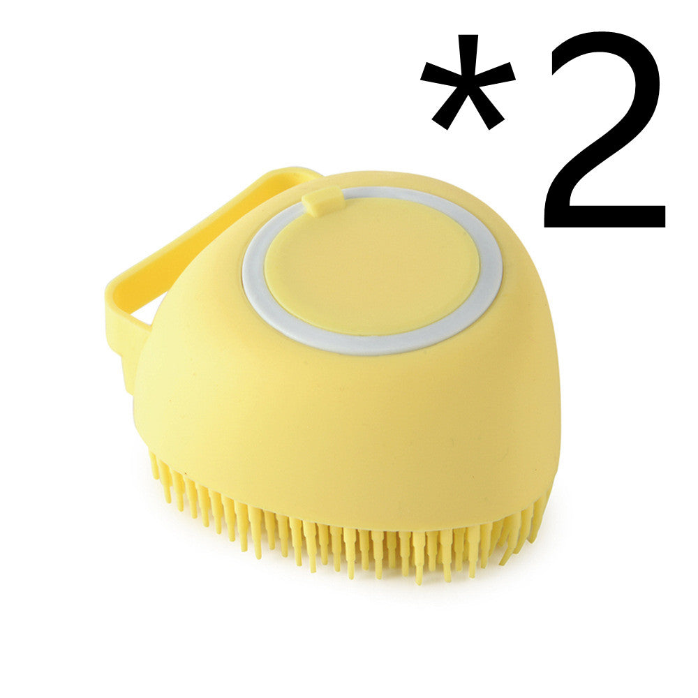 Silicone Pet Bath Brush — Massage Glove with Shampoo Dispenser
