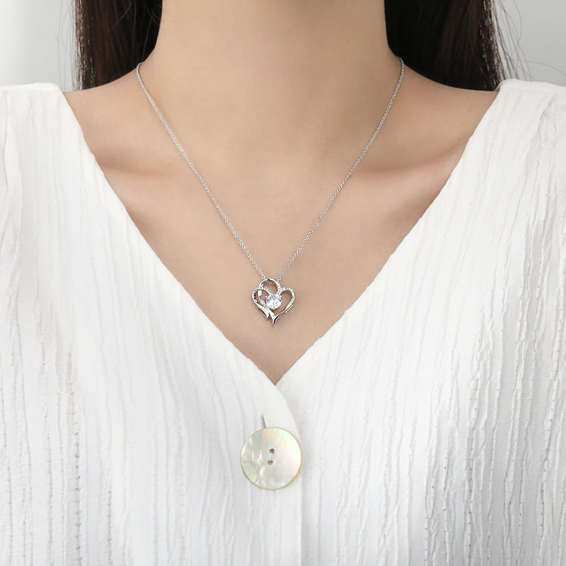 Double-Layer Love Heart Necklace with Rhinestone Pendant — PuraVeil