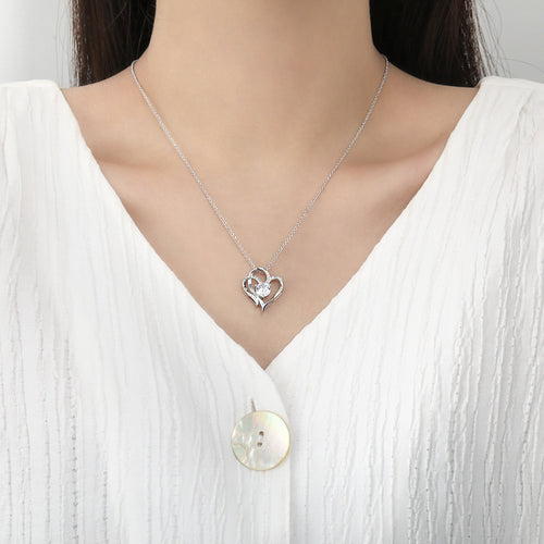 Double-Layer Love Heart Necklace with Rhinestone Pendant — PuraVeil