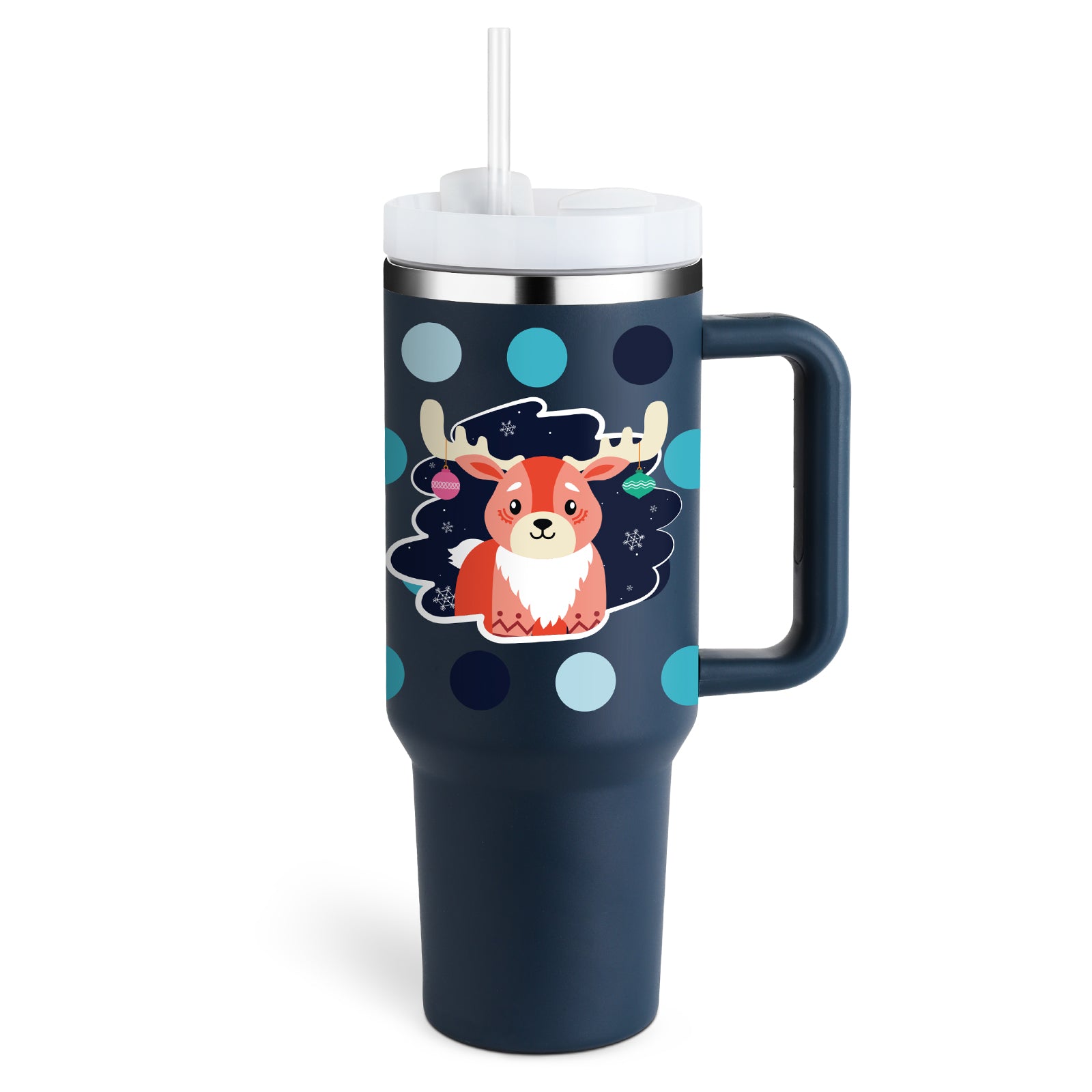 40 oz Insulated Tumbler with Handle & Straw — Vacuum Sealed