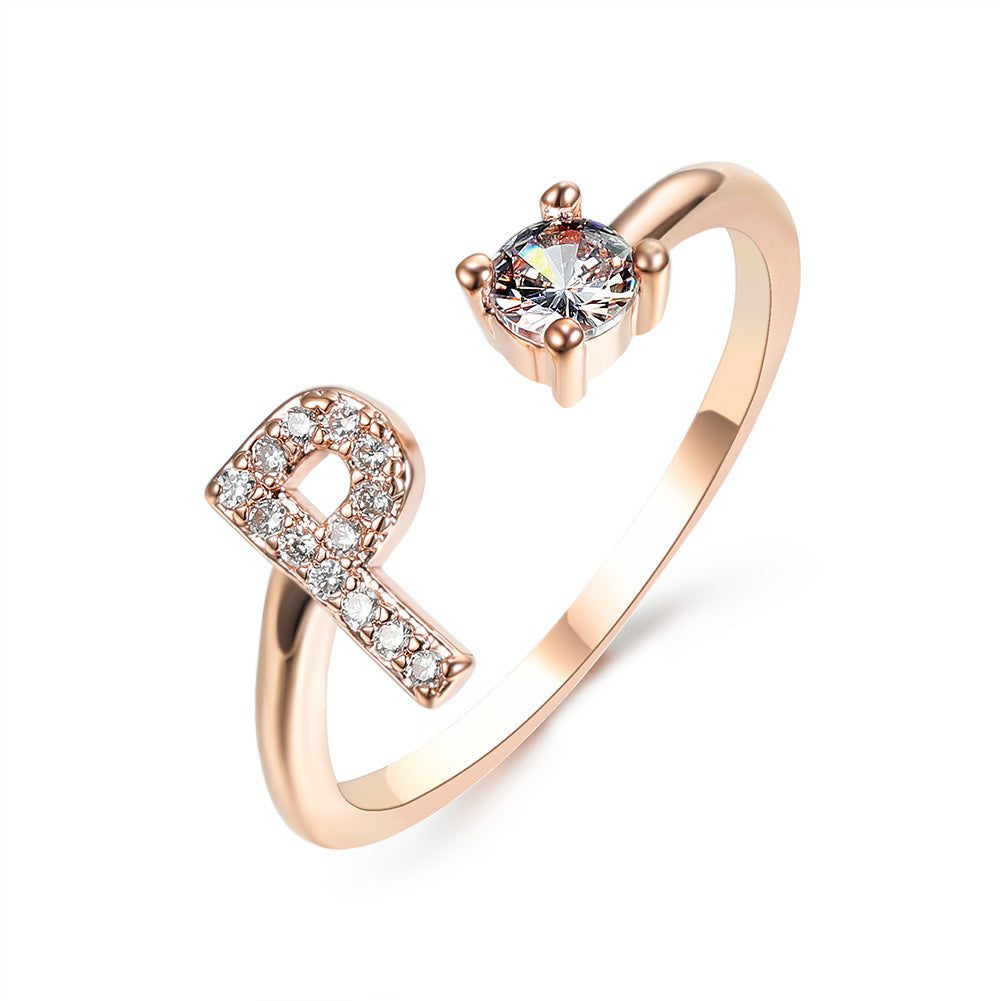 Personalized Adjustable Initial Letter Ring — A-Z Alphabet