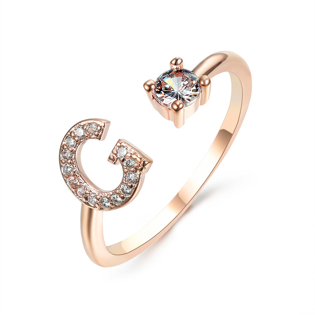 Personalized Adjustable Initial Letter Ring — A-Z Alphabet — PuraVeil