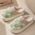 Plaid Plush House Slippers — Warm Non-Slip Couple Shoes — PuraVeil