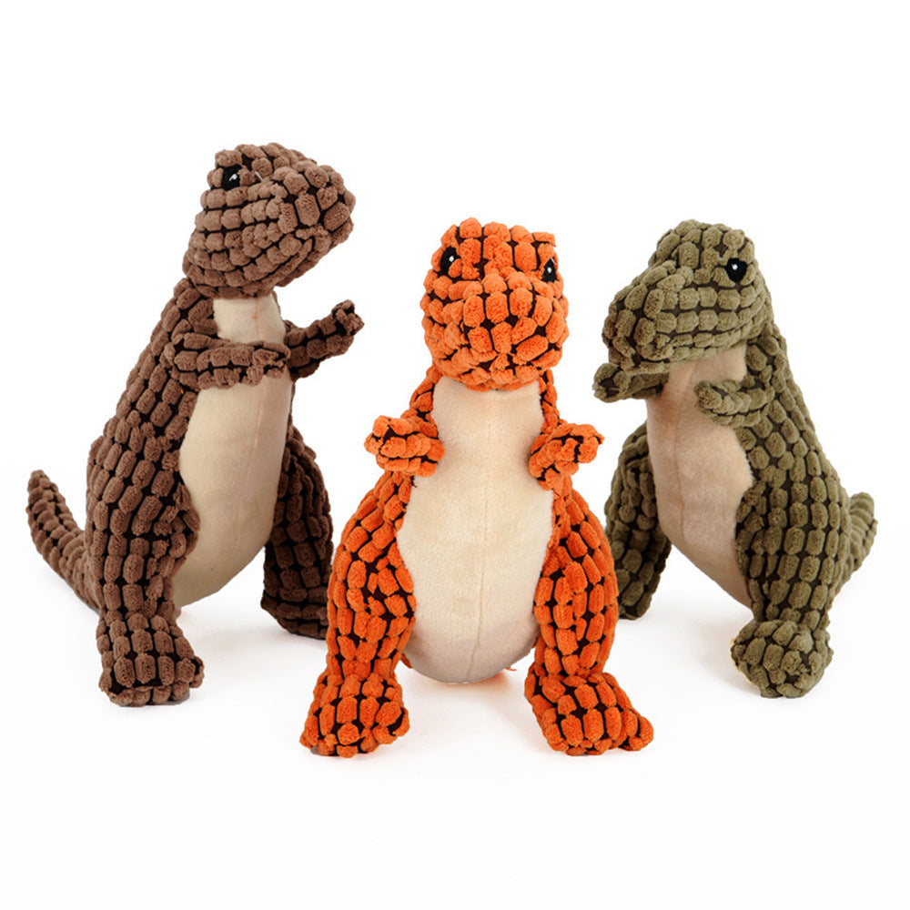Squeaky Dinosaur Plush Dog Toy — Stuffed Chew & Cuddle Toy — PuraVeil
