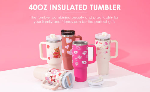 40 oz Insulated Tumbler with Handle & Straw — Vacuum Sealed — PuraVeil